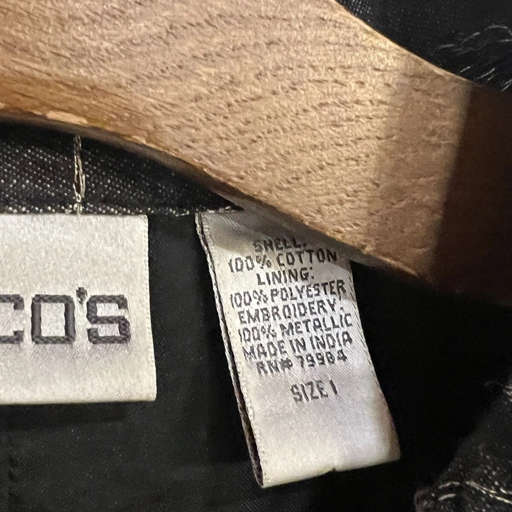 Chico's Black and White Patterned Jean Jacket - Picture 4 of 9
